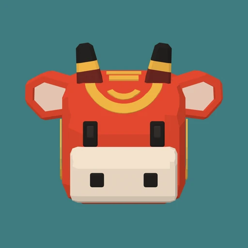 The Akabekun app icon: a red cow on a teal background