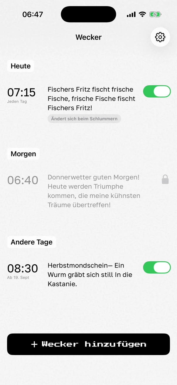 The same list in German with German phrases