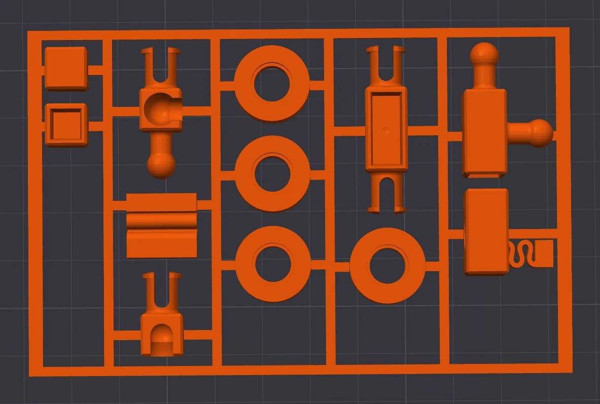Every part on one plate, snapped off by hand