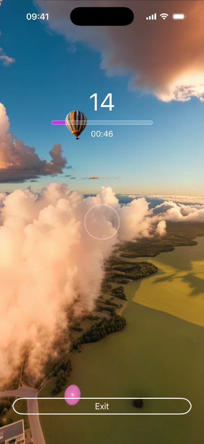 World 4, above the clouds, mid-round.