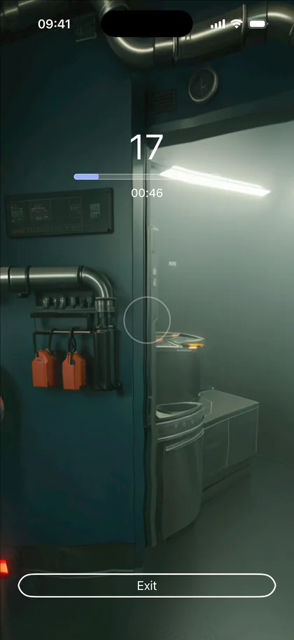 World 5, a kitchen, mid-round.