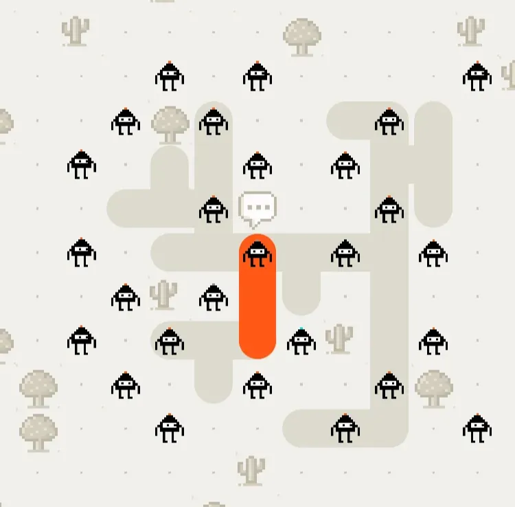 The finished neuron map with pixel trees, cacti and a selected neuron.