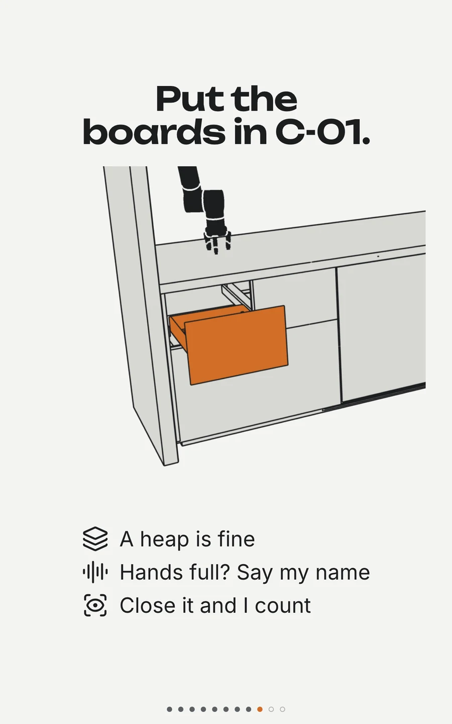 Put the boards in C-01.