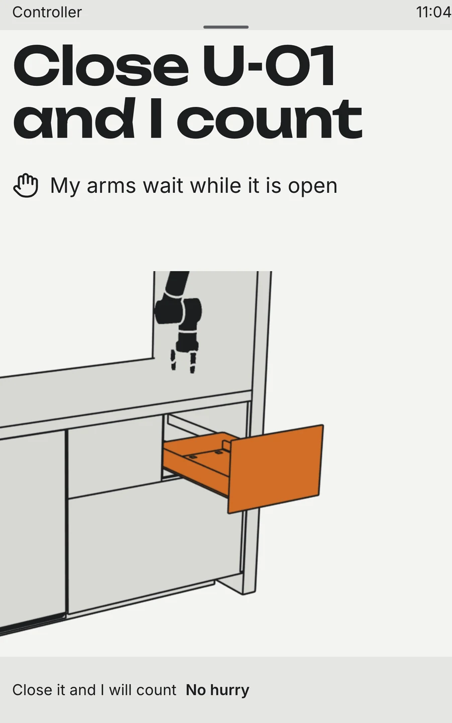 Close U-01 and I count — the output drawer pulled out and lit