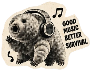 Tardigrade sticker: Good music, better survival