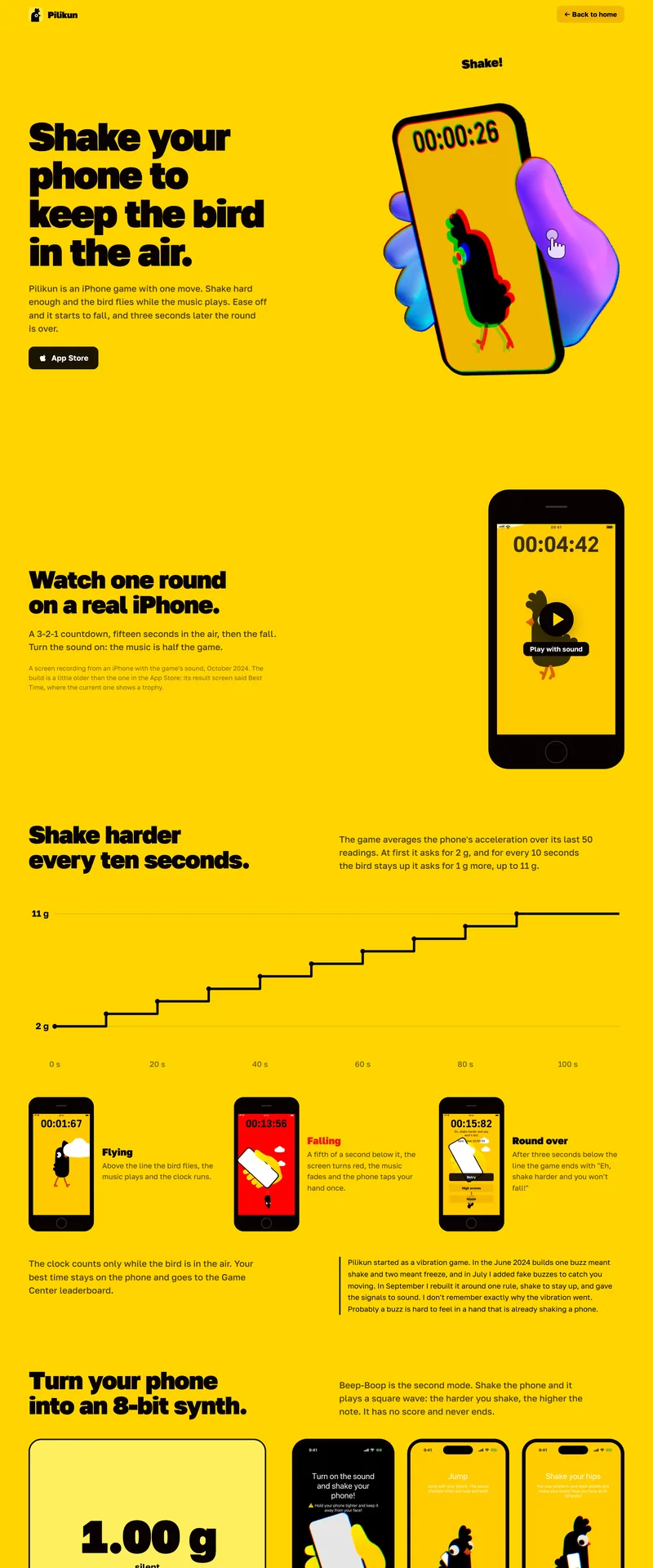 The Pilikun landing page, top to bottom