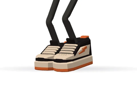 The robot’s feet in court sneakers.