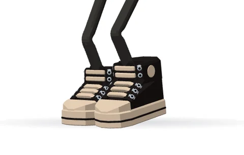 The robot’s feet in high-tops sneakers.