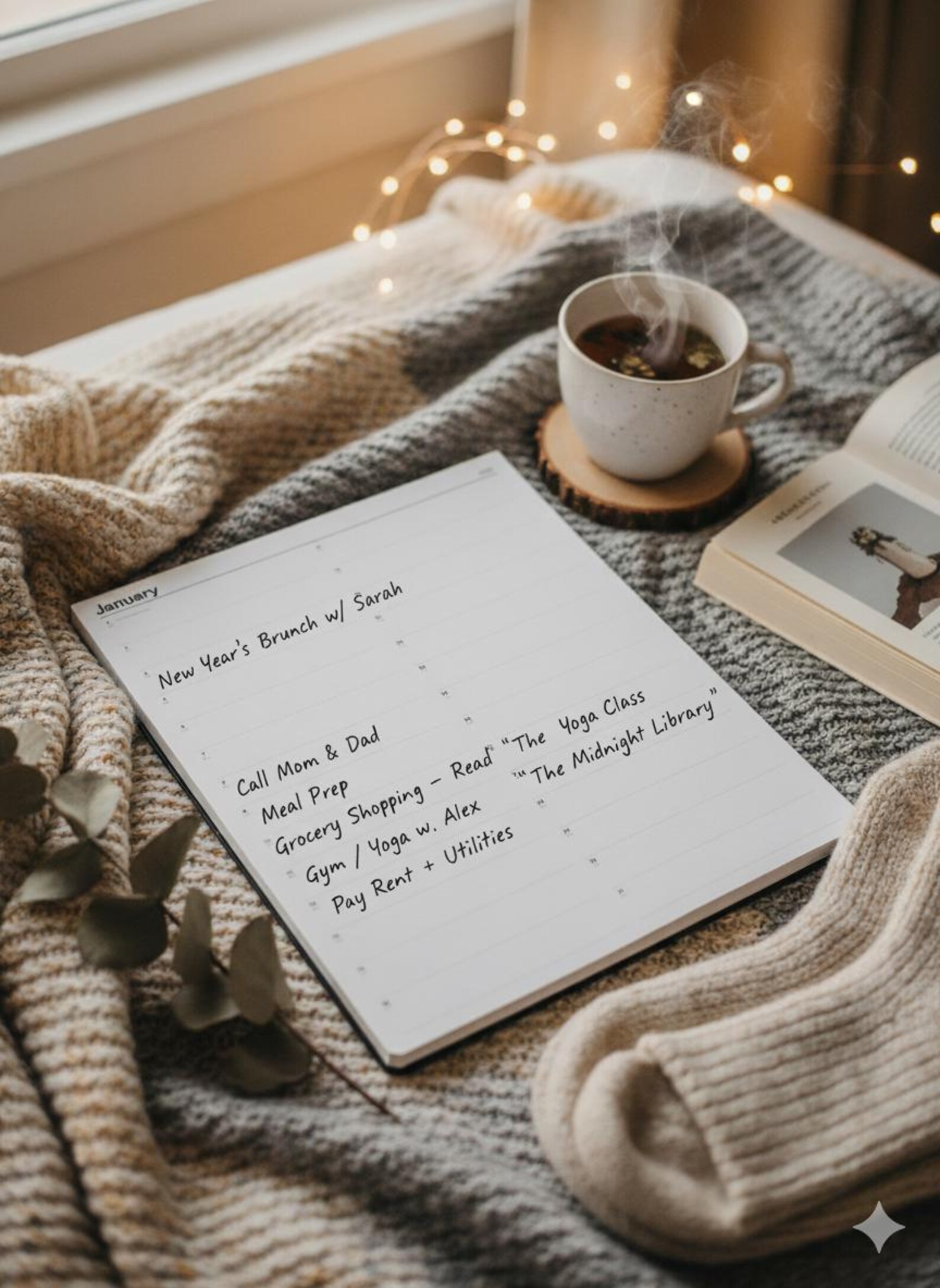 Monthly planner with events and notes